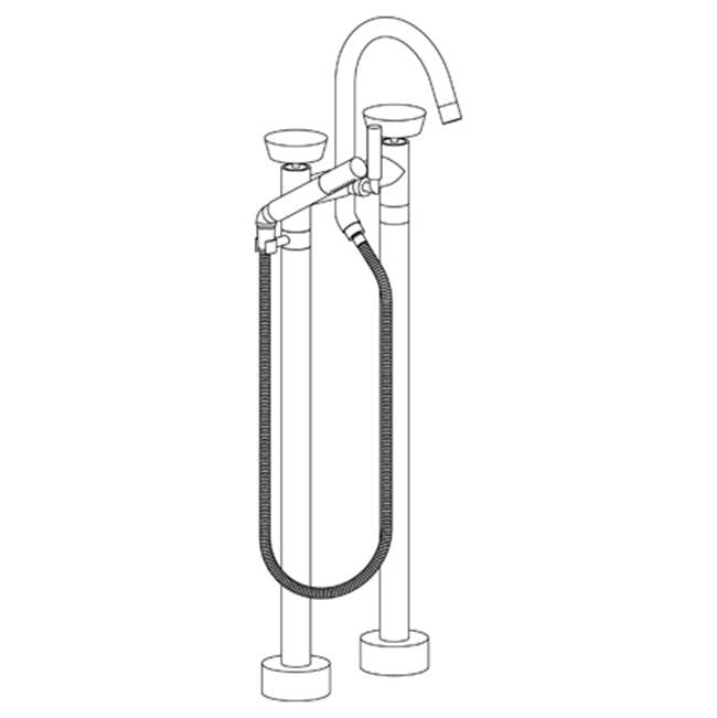 Watermark - Floor Standing Gooseneck Bath Set with Slim Hand Shower - Vintage Copper