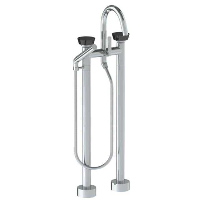 Watermark - Floor Standing Gooseneck Bath Set with Slim Hand Shower - Vintage Copper
