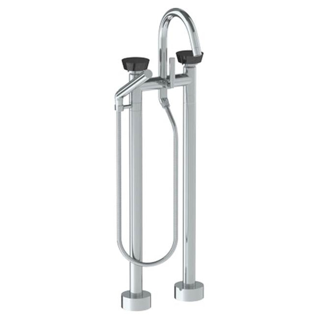 Watermark - Floor Standing Gooseneck Bath Set with Slim Hand Shower - Vintage Copper