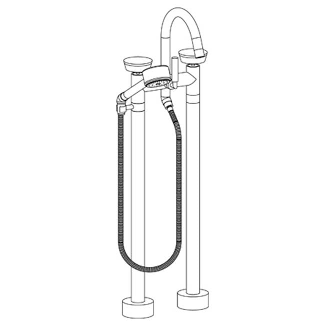 Watermark - Floor Standing Gooseneck Bath Set with Volume Hand Shower - Vintage Copper