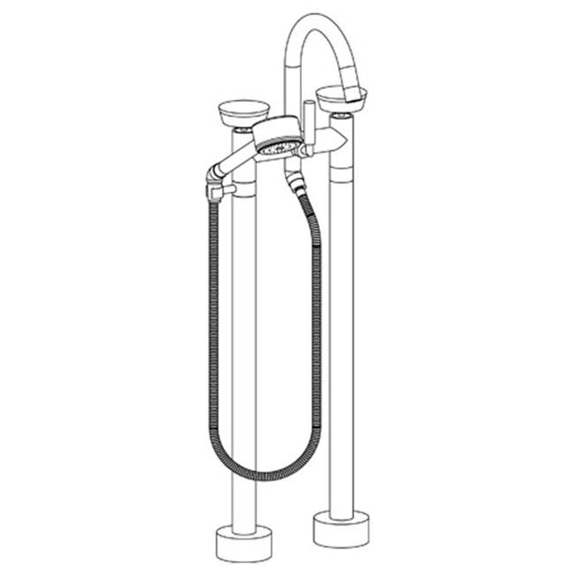 Watermark - Floor Standing Gooseneck Bath Set with Volume Hand Shower - Vintage Copper