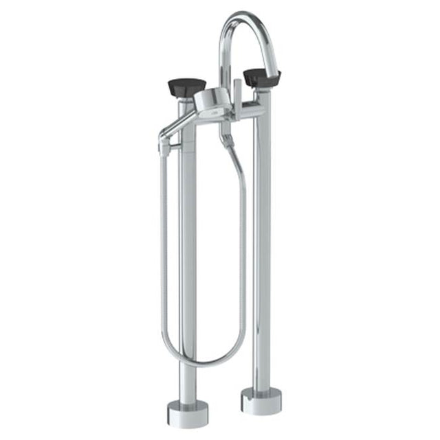 Watermark - Floor Standing Gooseneck Bath Set with Volume Hand Shower - Vintage Copper