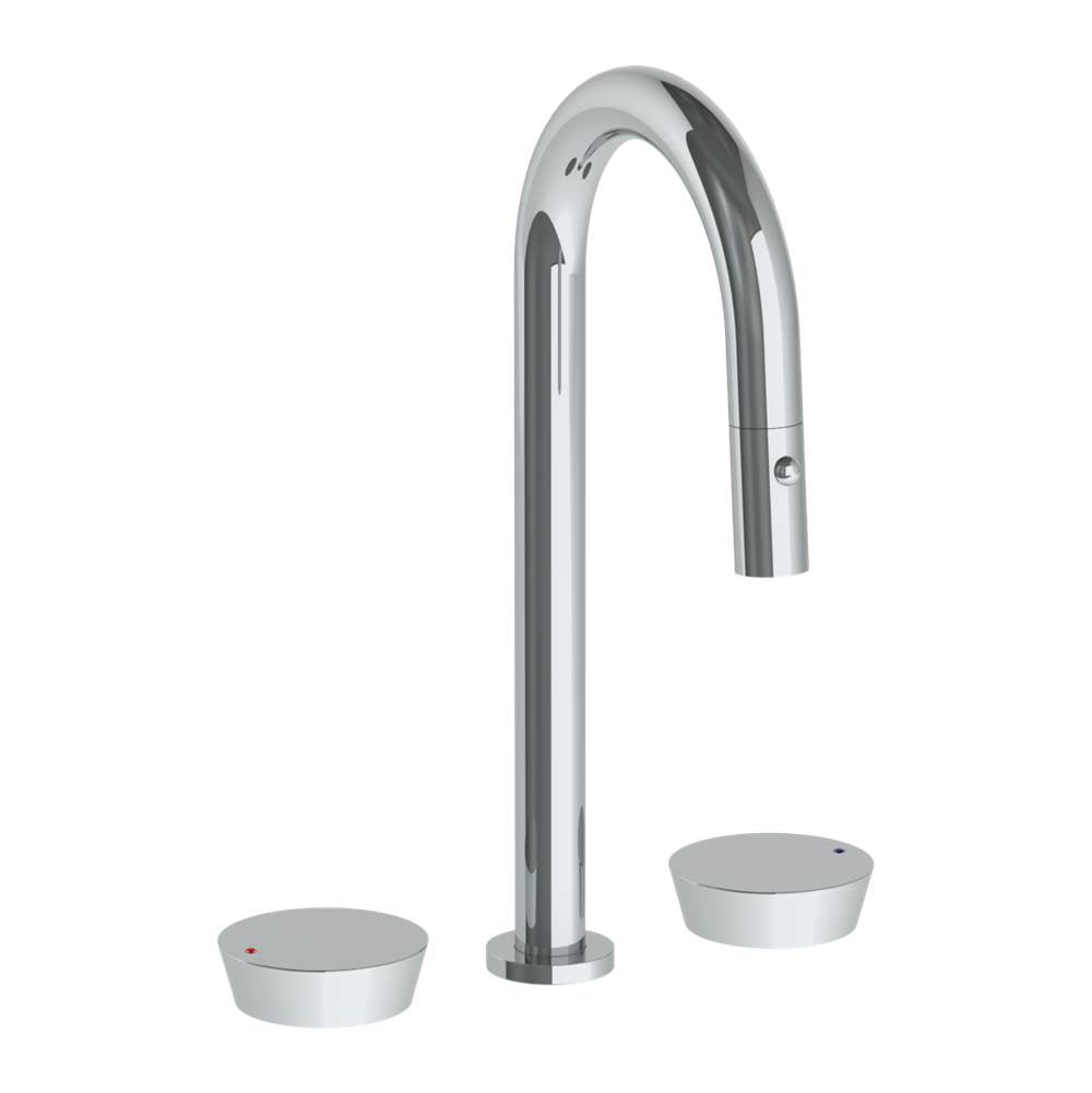Watermark - Deck Mounted 3 Hole Gooseneck Prep Faucet with Pull Down Spray - Vintage Copper