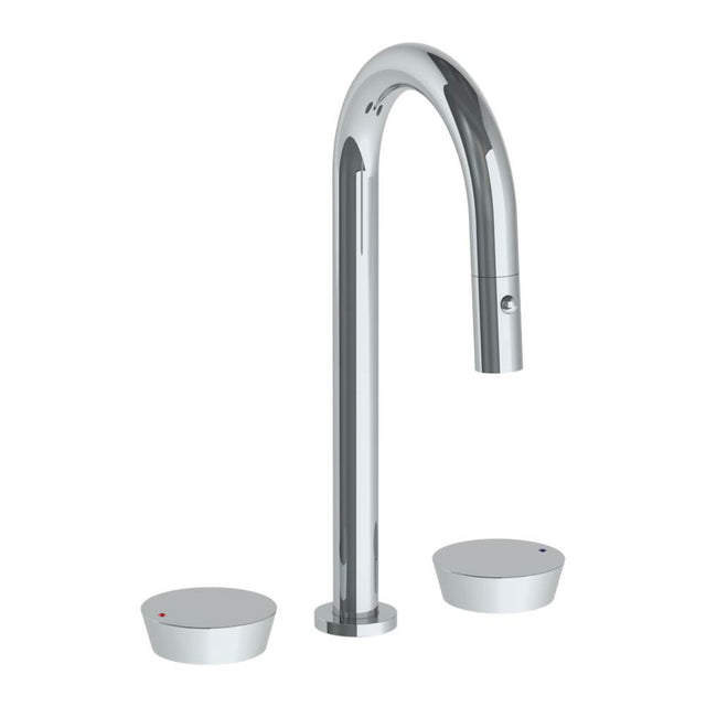 Watermark - Deck Mounted 3 Hole Gooseneck Prep Faucet with Pull Down Spray - Vintage Copper