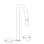 Watermark - Deck Mounted 3 Hole Gooseneck Prep Faucet with Pull Down Spray - Vintage Copper