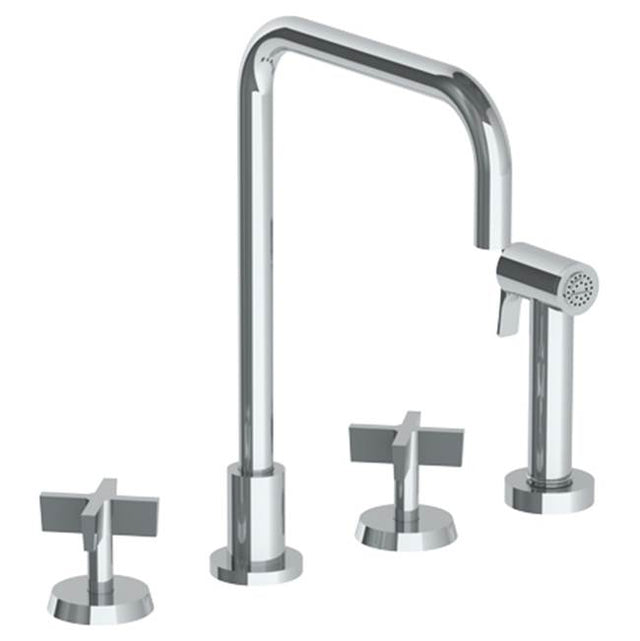 Watermark - Deck Mounted 4 Hole Square Top Kitchen Set -  Includes Side Spray - Vintage Copper