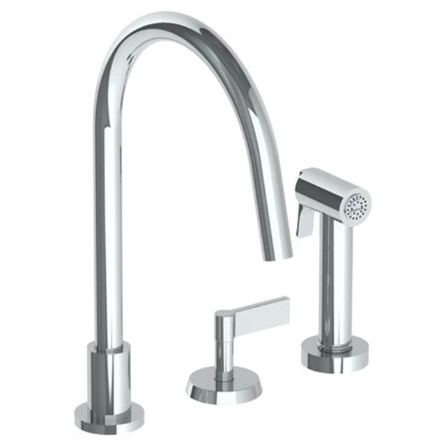 Watermark - Deck Mounted 3 Hole Gooseneck Kitchen Set -  Includes Side Spray - Vintage Copper