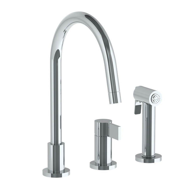 Watermark - Deck Mounted 3 Hole Gooseneck Kitchen Set -  Includes Side Spray - Vintage Copper