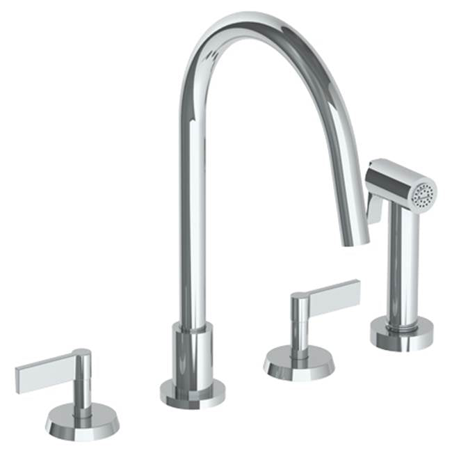 Watermark - Deck Mounted 4 Hole Gooseneck Kitchen Set -  Includes Side Spray - Vintage Copper