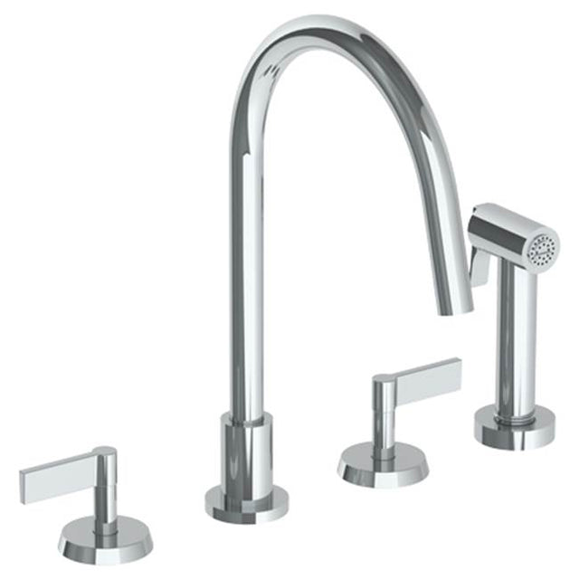 Watermark - Deck Mounted 4 Hole Gooseneck Kitchen Set -  Includes Side Spray - Vintage Copper