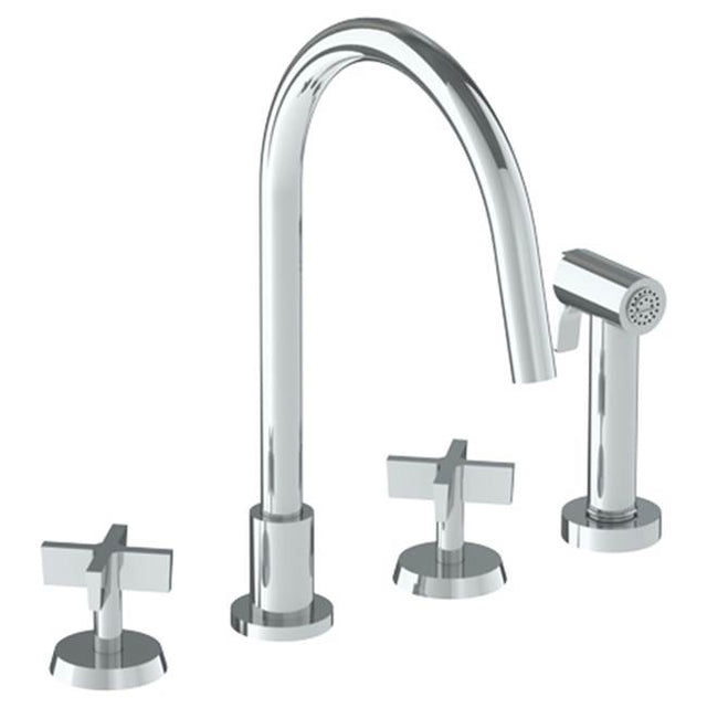 Watermark - Deck Mounted 4 Hole Gooseneck Kitchen Set -  Includes Side Spray - Vintage Copper