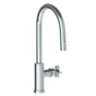 Watermark - Deck Mounted 1 Hole Gooseneck Kitchen Faucet with Pull Down Spray - High Spout - Vintage Copper