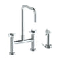Watermark - Deck Mounted Bridge Square Top Kitchen Faucet with Independent Side Spray - Vintage Copper