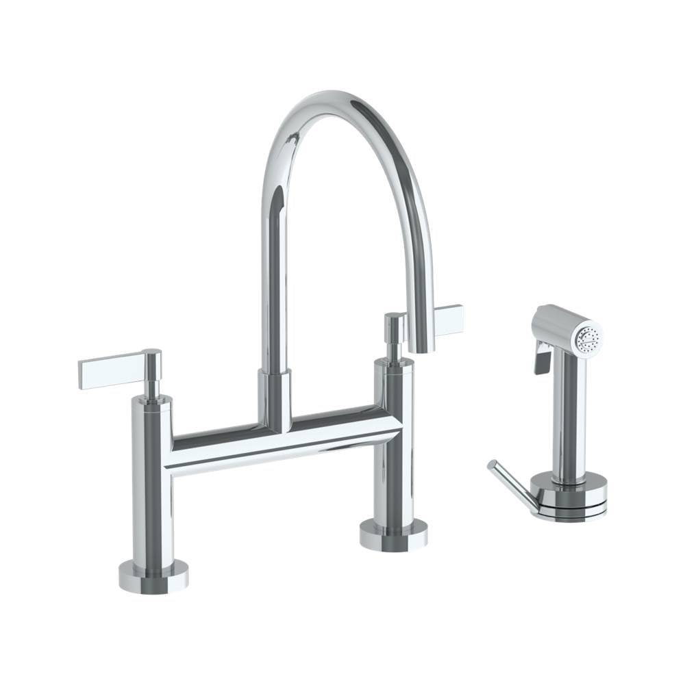 Watermark - Deck Mounted Bridge Gooseneck Kitchen Faucet with Independent Side Spray - Vintage Copper