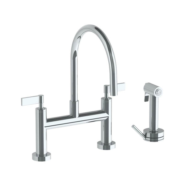 Watermark - Deck Mounted Bridge Gooseneck Kitchen Faucet with Independent Side Spray - Vintage Copper