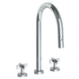 Watermark - Deck Mounted 3 Hole Gooseneck Kitchen Faucet with Pull Down Spray - Vintage Copper