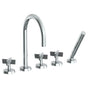 Watermark - Deck Mounted 5 Hole Gooseneck Bath set - Vintage Brass