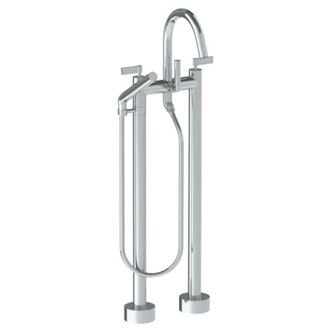Watermark - Floor Standing Gooseneck Bath Set with Slim Hand Shower - Vintage Copper
