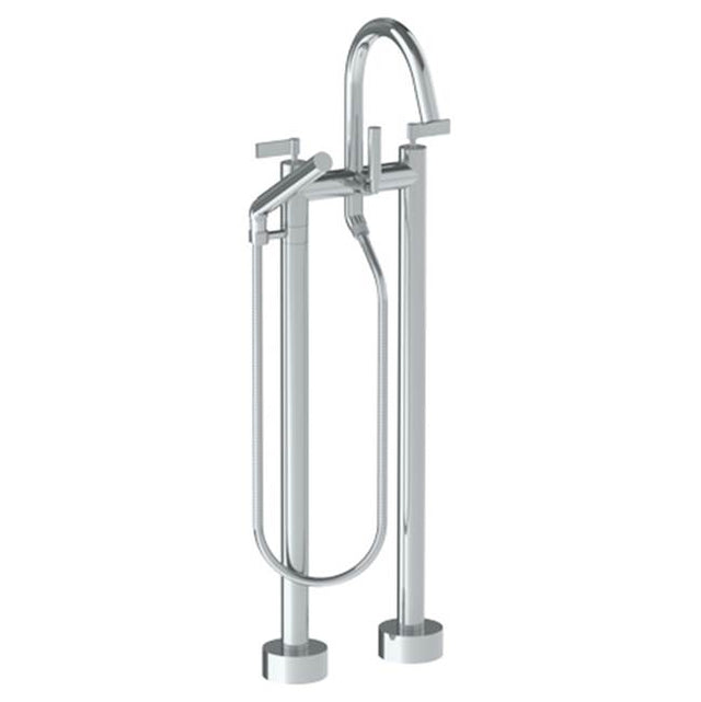 Watermark - Floor Standing Gooseneck Bath Set with Slim Hand Shower - Vintage Copper