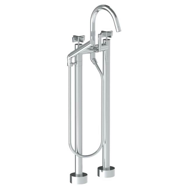 Watermark - Floor Standing Gooseneck Bath Set with Slim Hand Shower - Vintage Copper