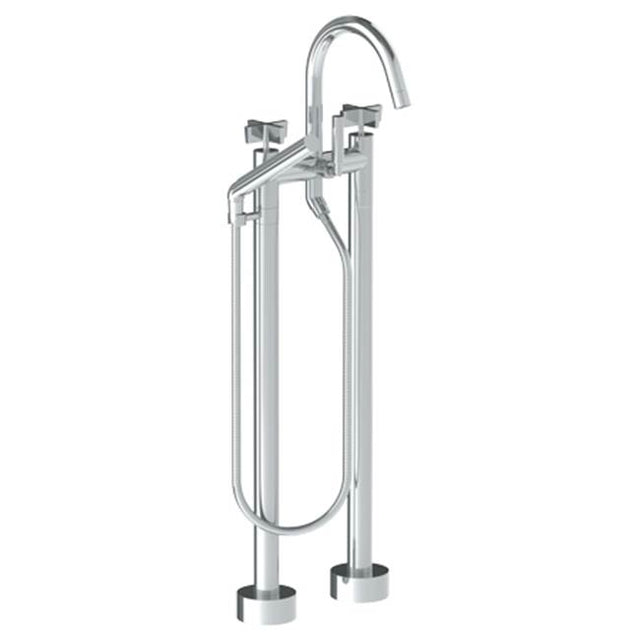 Watermark - Floor Standing Gooseneck Bath Set with Slim Hand Shower - Vintage Copper