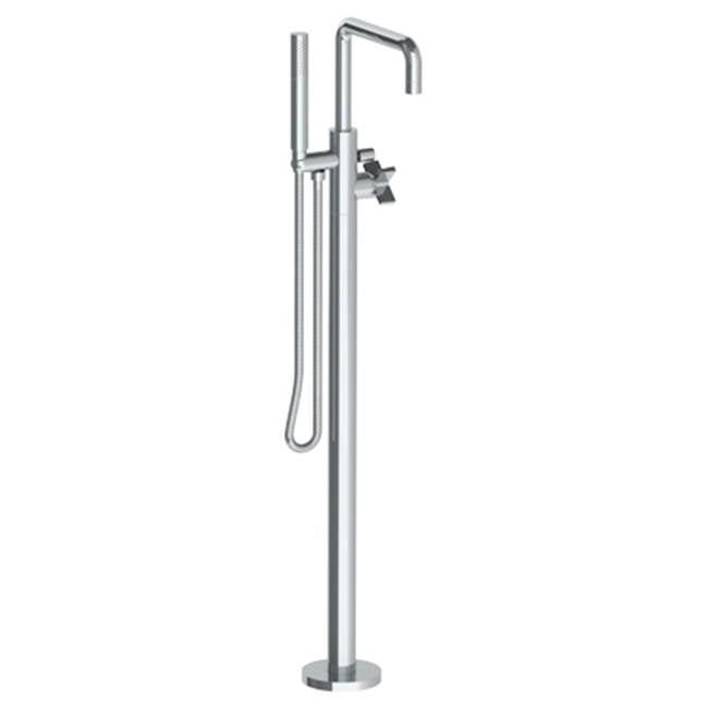 Watermark - Single Hole Floor Standing Square Bath set with Hand Shower - Vintage Copper