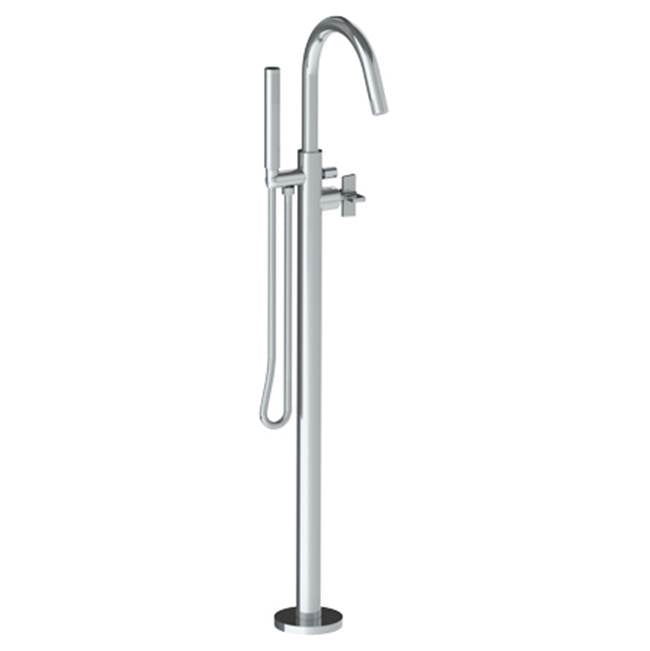 Watermark - Single Hole Floor Standing Gooseneck Bath set with Hand Shower - Vintage Copper