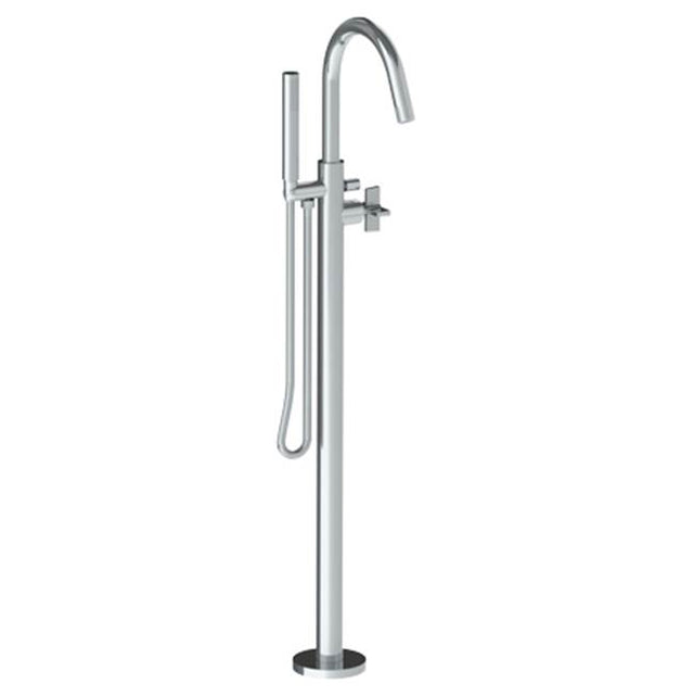 Watermark - Single Hole Floor Standing Gooseneck Bath set with Hand Shower - Vintage Copper
