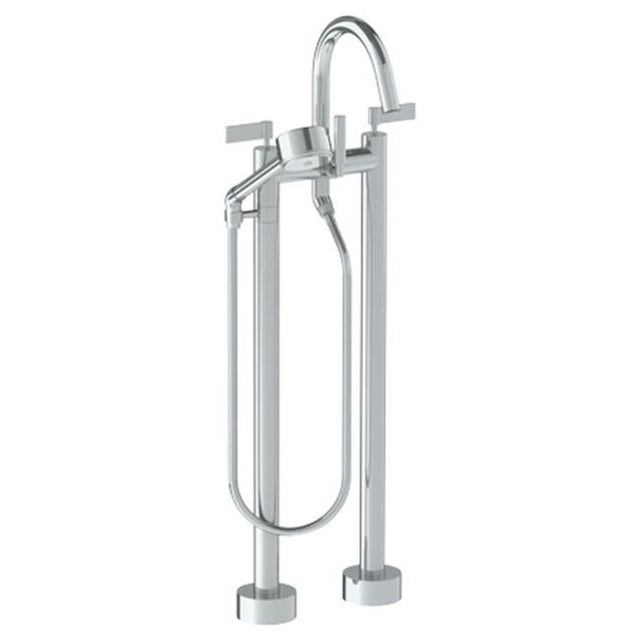 Watermark - Floor Standing Gooseneck Bath Set with Volume Hand Shower - Vintage Copper