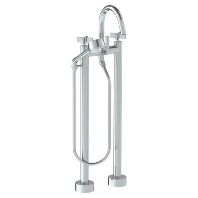 Watermark - Floor Standing Gooseneck Bath Set with Volume Hand Shower - Vintage Copper