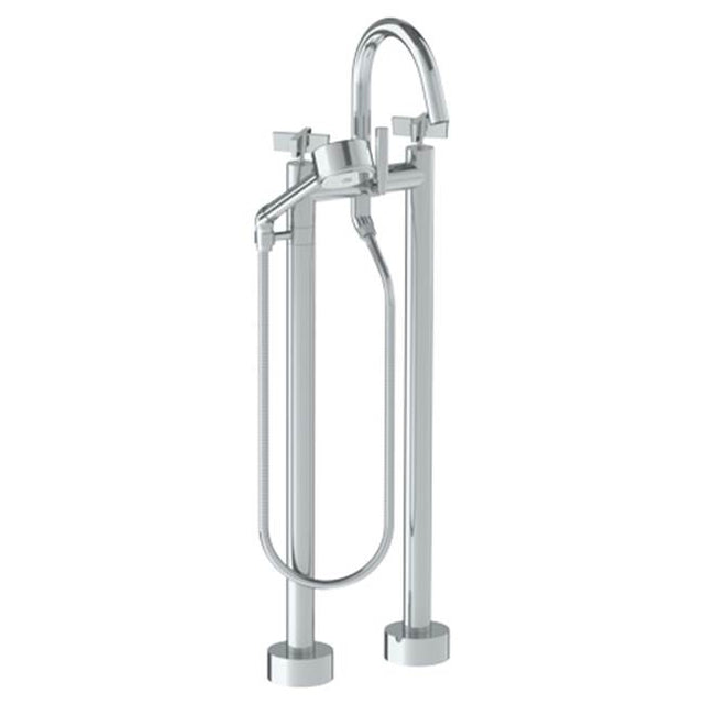 Watermark - Floor Standing Gooseneck Bath Set with Volume Hand Shower - Vintage Copper