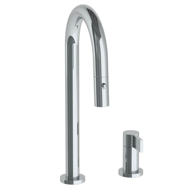 Watermark - Deck Mounted 2 Hole Gooseneck Prep Faucet with Pull Down Spray - Vintage Copper