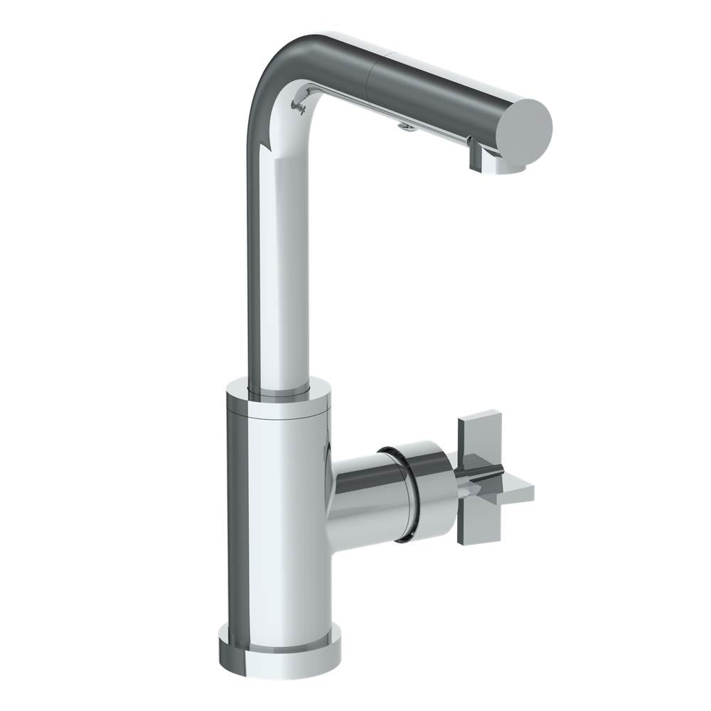 Watermark - Deck Mounted 1 Hole Square Top Prep Faucet with Pull Out Spray - Vintage Copper
