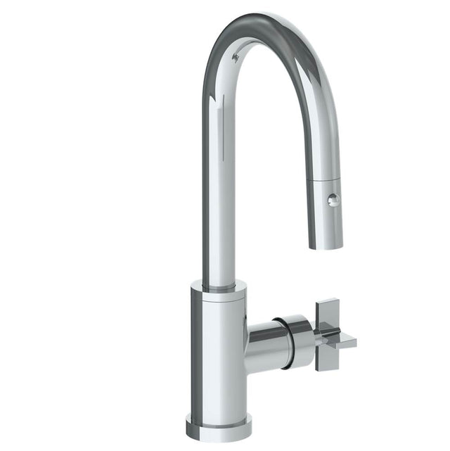 Watermark - Deck Mounted 1 Hole Gooseneck Prep Faucet with Pull Down Spray - Vintage Copper
