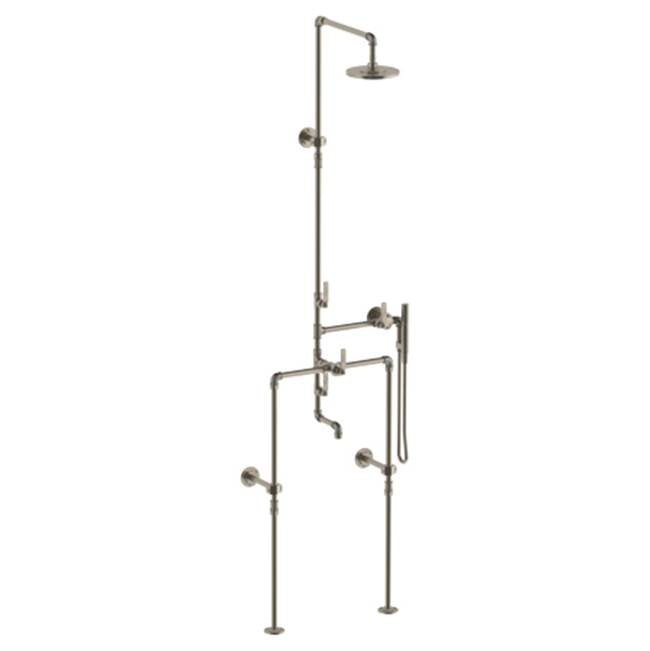 Watermark - Floor Mounted Exposed Thermostatic Tub/ Shower With Hand Shower Set - Vintage Copper