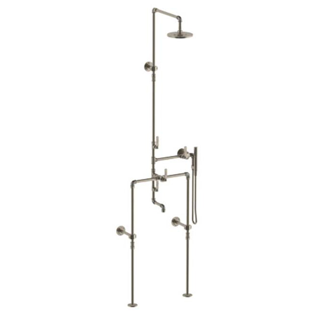 Watermark - Floor Mounted Exposed Thermostatic Tub/ Shower With Hand Shower Set - Vintage Copper