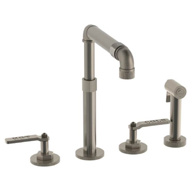 Watermark - Deck Mounted 4 Hole Telescopic Kitchen Set - Includes Side Spray - Vintage Copper