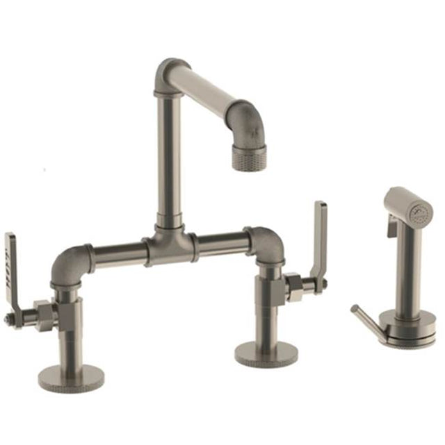 Watermark - Deck Mounted Bridge Kitchen Faucet with Independent Side Spray - Vintage Copper