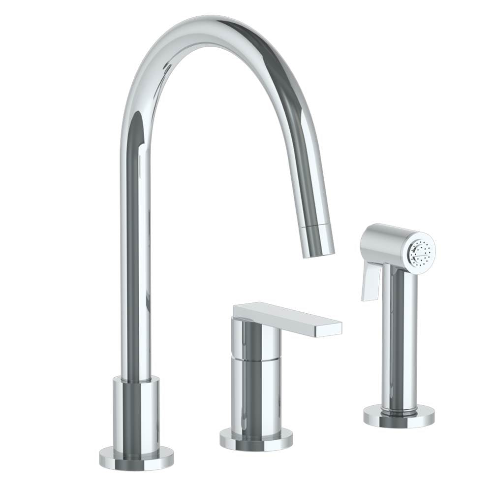 Watermark - Deck Mounted 3 Hole Gooseneck Kitchen Set -  Includes Side Spray - Vintage Copper