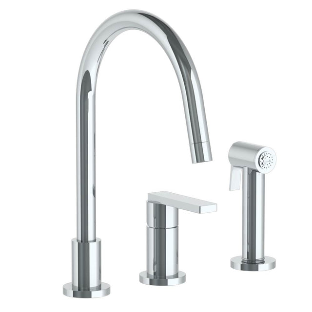 Watermark - Deck Mounted 3 Hole Gooseneck Kitchen Set -  Includes Side Spray - Vintage Copper