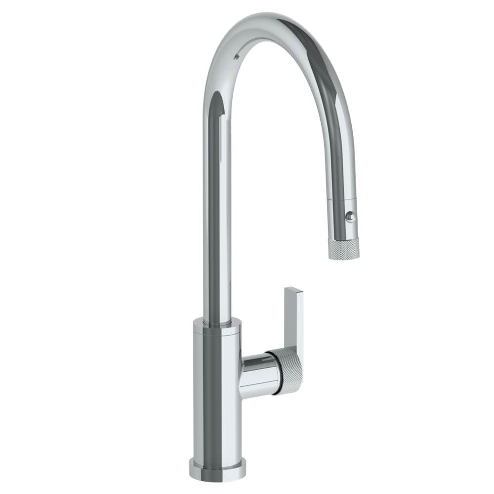 Watermark - Deck Mounted 1 Hole Gooseneck Kitchen Faucet with Pull Down Spray - High Spout - Vintage Copper