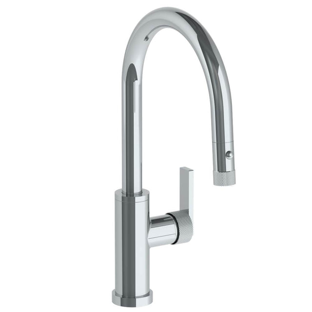 Watermark - Deck Mounted 1 Hole Gooseneck Kitchen Faucet with Pull Down Spray - Low Spout - Vintage Copper