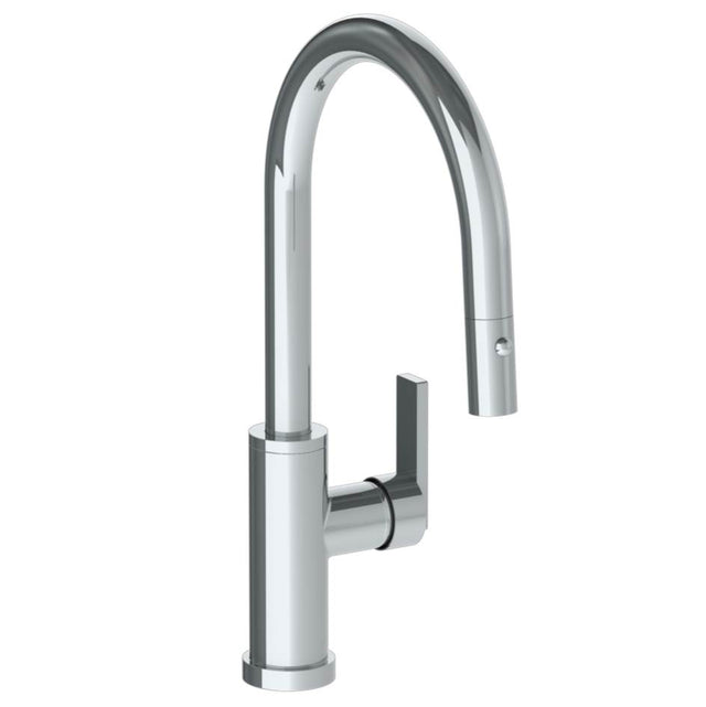 Watermark - Deck Mounted 1 Hole Gooseneck Kitchen Faucet with Pull Down Spray - Low Spout - Vintage Copper