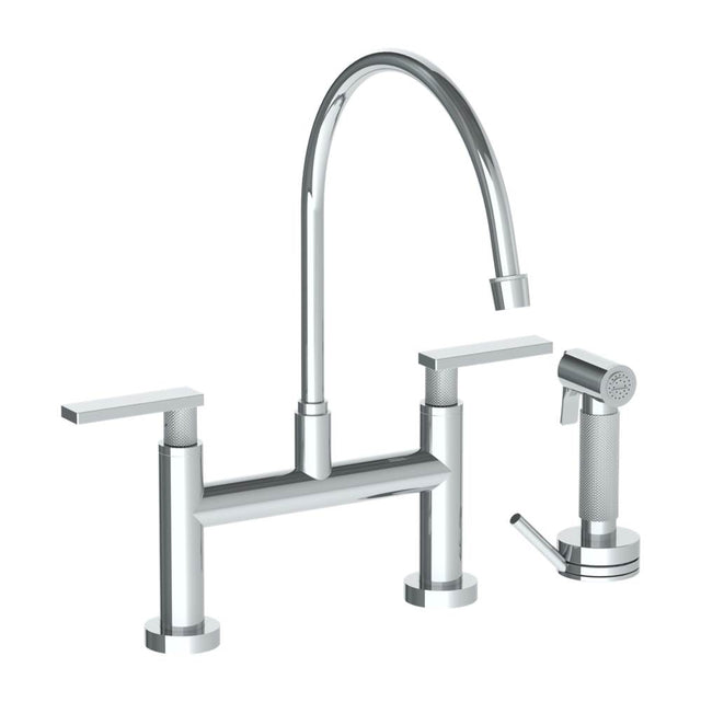 Watermark - Deck Mounted Bridge Extended Gooseneck Kitchen Faucet with Independent Side Spray - Vintage Copper