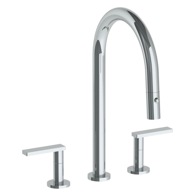 Watermark - Deck Mounted 3 Hole Gooseneck Kitchen Faucet with Pull Down Spray - Vintage Copper