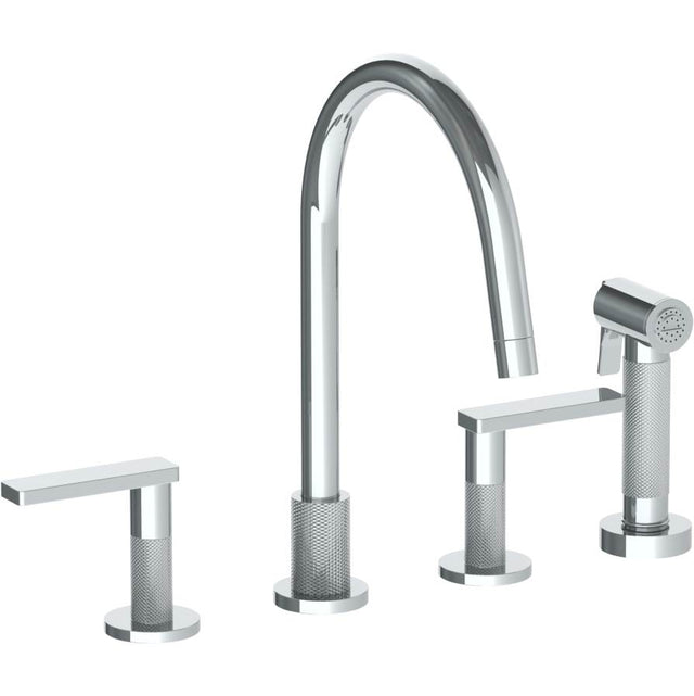 Watermark - Deck Mounted 4 Hole Gooseneck Kitchen Set -  Includes Side Spray - Vintage Copper