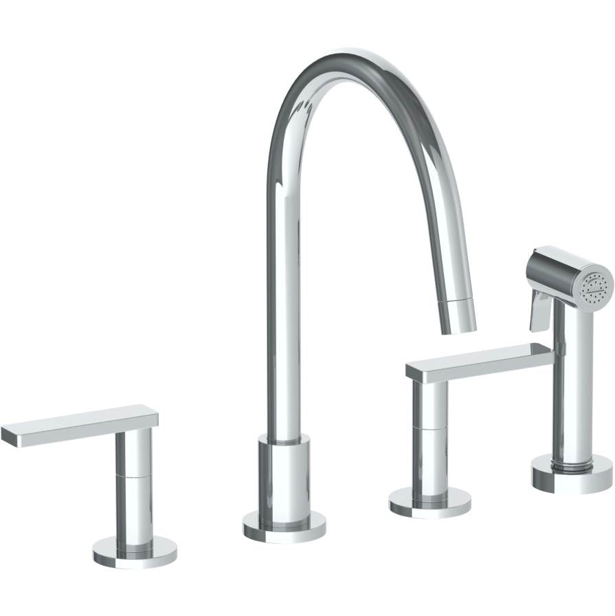 Watermark - Deck Mounted 4 Hole Gooseneck Kitchen Set -  Includes Side Spray - Vintage Copper