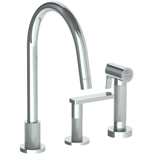 Watermark - Deck Mounted 3 Hole Gooseneck Kitchen Set -  Includes Side Spray - Vintage Copper