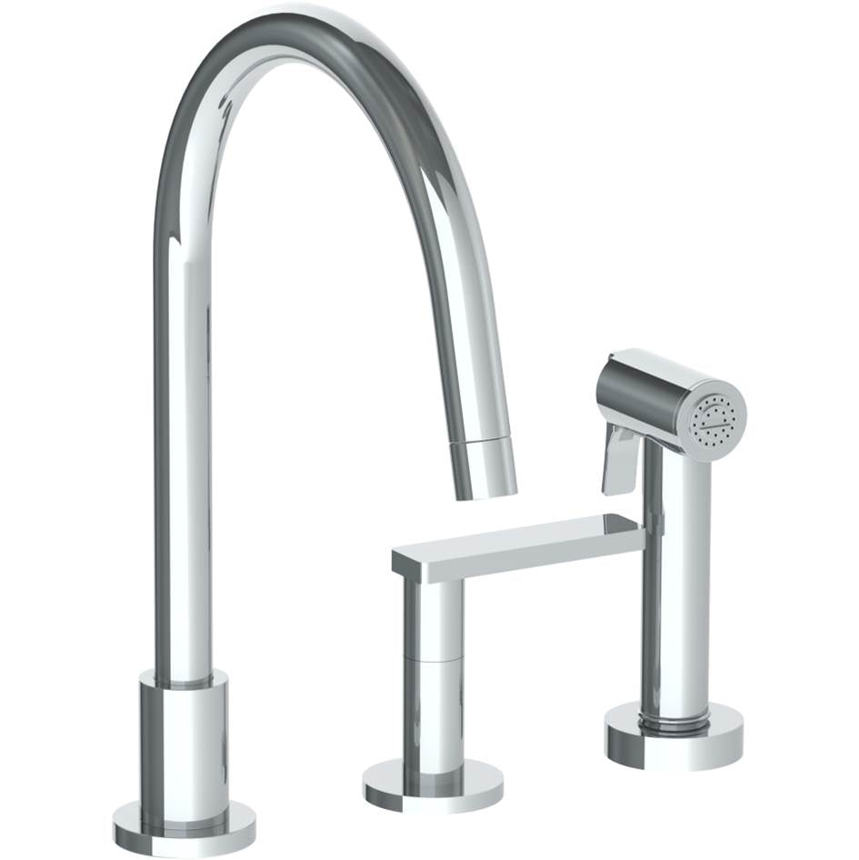 Watermark - Deck Mounted 3 Hole Gooseneck Kitchen Set -  Includes Side Spray - Vintage Copper