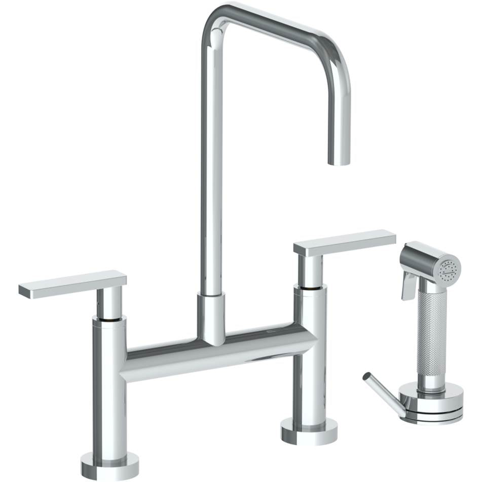 Watermark - Deck Mounted Bridge Square Top Kitchen Faucet with Independent Side Spray - Vintage Copper
